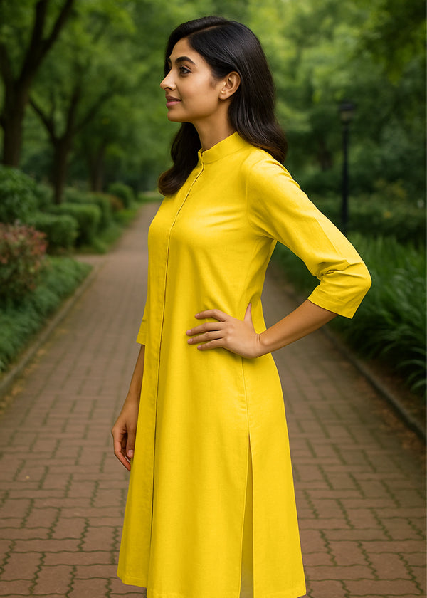 Mustard Yellow Straight Kurti