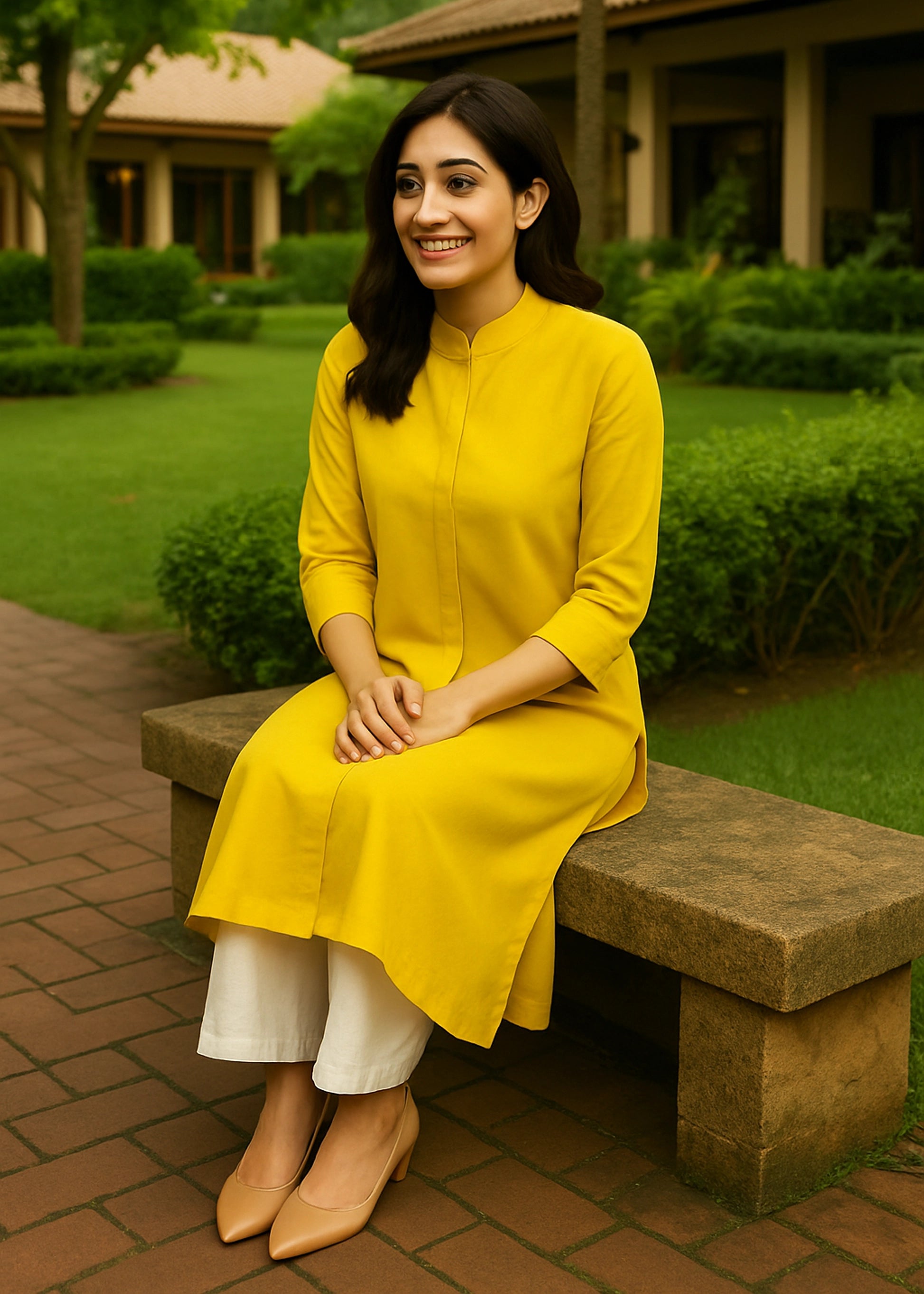 Mustard Yellow Straight Kurti